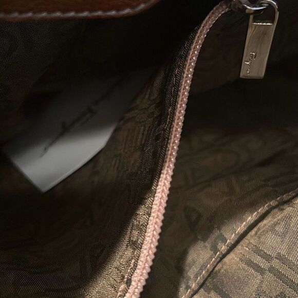 Vintage Salvatore Ferragamo Womens Marisa Colorblock Brown Leather Shoulder Bag - Picture 11 of 14